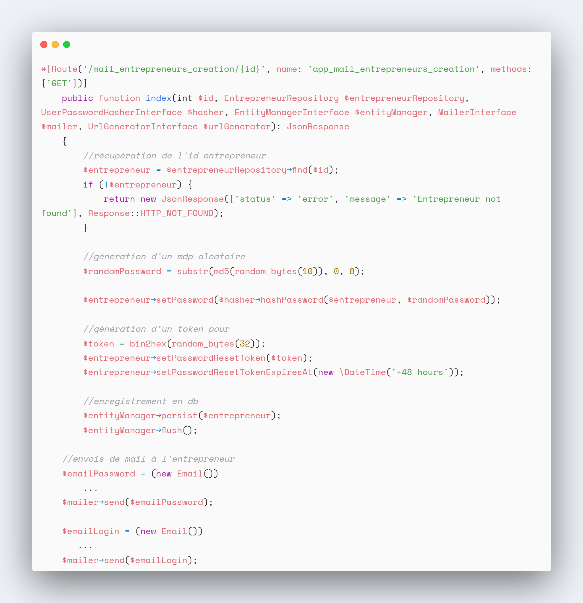 Code API Symfony GestTravaux